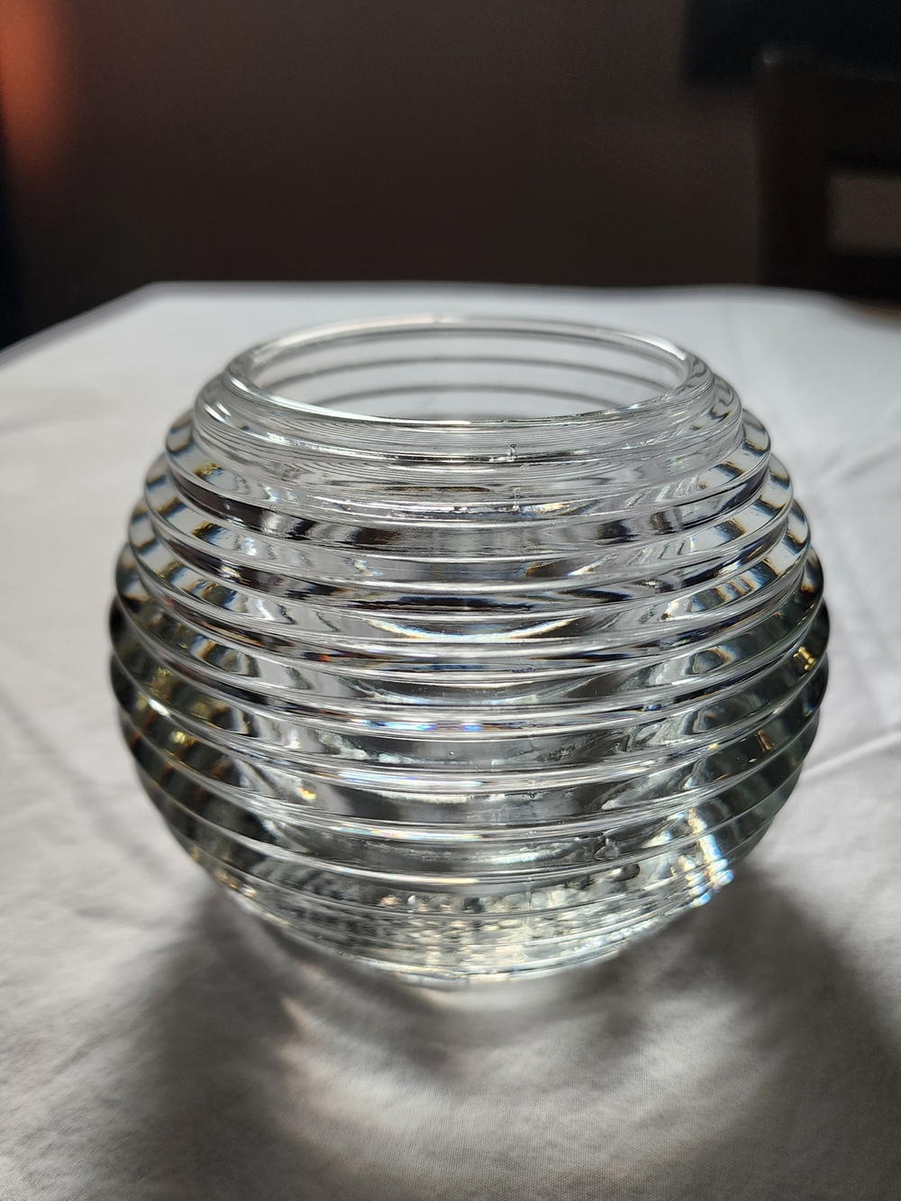 Home Interiors Clear Ribbed Globe Candle Holder